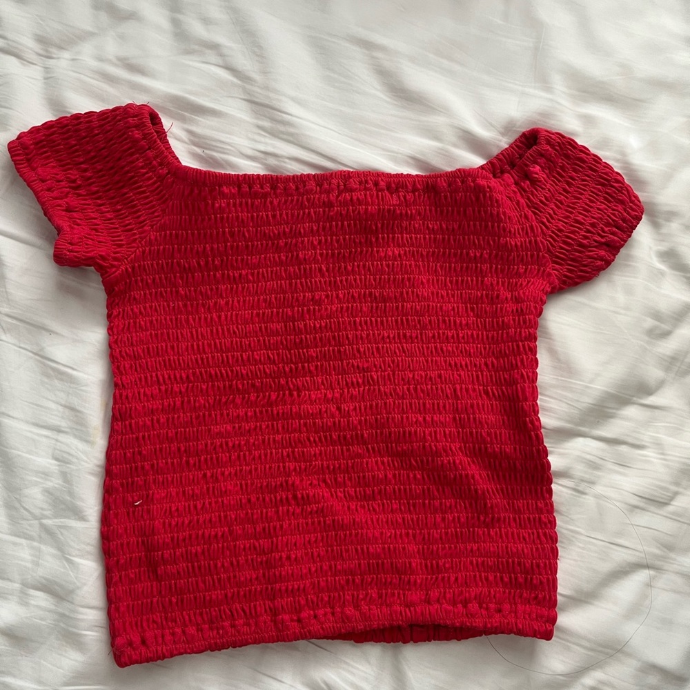 Red Off the Shoulder Top